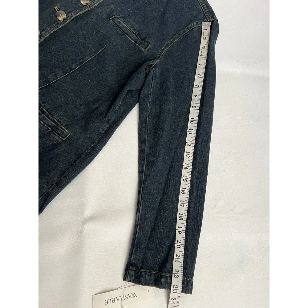 Benard Sport Vintage New Womens 12 Dark Wash Denim Jacket Military Deadstock